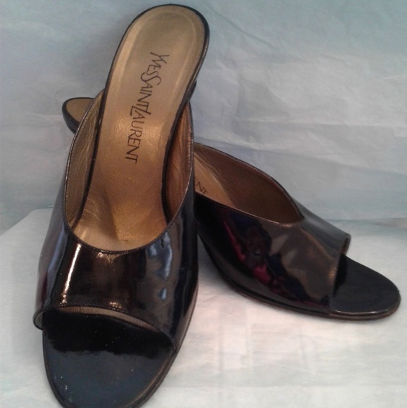 🖤 Yves Saint Laurent Patent Leather Slides 🖤 - Picture 1 of 7